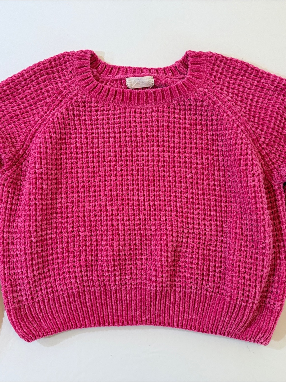 Altar'd State Bright Pink Waffle Knit Crewneck Sweater